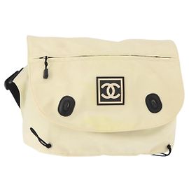 Chanel Sport Line Shoulder Bag Nylon Large Beige