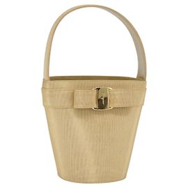 Salvatore Ferragamo Vala Handbag Canvas Yellow