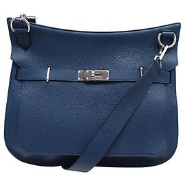 Hermès BOLSA HERMES JYPSIERE 37 EM COURO TAURILLON CLEMENCE AZUL DE MALTE Azul marinho