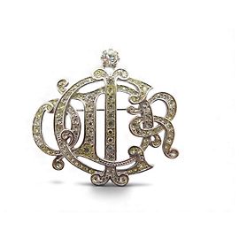 BROCHE VINTAGE LOGO CHRISTIAN DIOR & STRASS BROCHE METÁLICO PLATEADO Plata