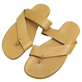 Hermès CHINELOS HERMES 42.5 EM COURO FAUVÉ SANDÁLIAS MASCULINAS Camelo