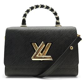 NEW LOUIS VUITTON TWIST EPI LEATHER BLACK LIMITED EDITION WOVEN HANDLE HANDBAG Black