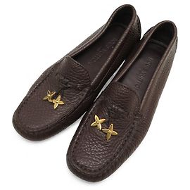 NUEVAS MOCASINES LOUIS VUITTON 36.5 EN CUERO GRANEADO Castaño