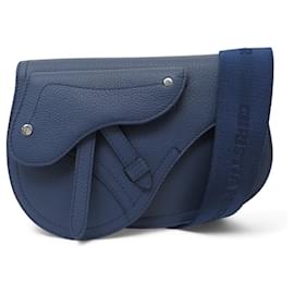 Dior-NEW DIOR MESSENGER SADDLE BAG FOR MEN 1ADPO095YMJ BLUE LEATHER CROSSBODY BAG-Blue