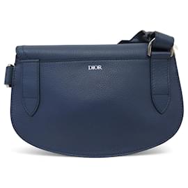 Dior-NEW DIOR MESSENGER SADDLE BAG FOR MEN 1ADPO095YMJ BLUE LEATHER CROSSBODY BAG-Blue