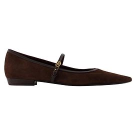 Double T Buckle Mary Janes - Tory Burch - Leather - Brown Brown