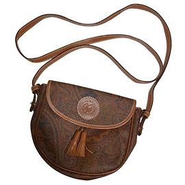 Mila Schön Bolsa de Ombro 2 em 1 Mila Schon Paisley Marrom