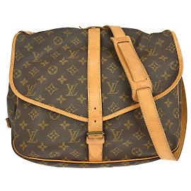 Borsa Saumur Louis Vuitton in tela Monogram 35 Marrone