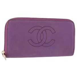Chanel Timeless CC Zipped Wallet Caviar Long Purple