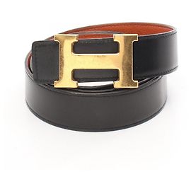 Cinturón Constance H de Hermès Negro Naranja