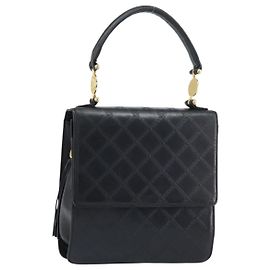 Versace Vintage Handbag Leather Black