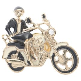 Broche Chanel Mademoiselle Coco Mark Noir Blanc Doré