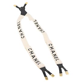 Suspensórios de lona com logo da Chanel Branco