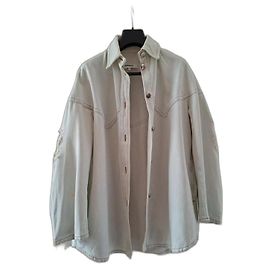 Maison Martin Margiela Giacca fatta a camicia larga svasata lunga Blu chiaro