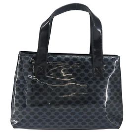 Céline Celine Vintage Macadam Shopper Tote Venyl Black