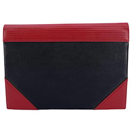 Yves Saint Laurent Bolsa Clutch Pochette Bicolor Vintage Preto