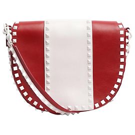Valentino Borsa Saddle Rockstud rossa e bianca Rosso