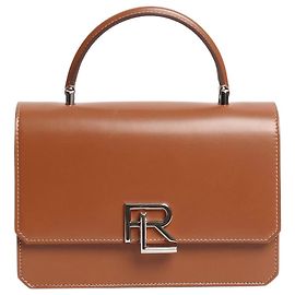 Ralph Lauren Bolsa de couro com placa de logo marrom Marrom