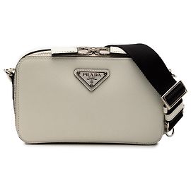 Borsa a tracolla Brique Saffiano Bianca di Prada Bianco Bianco sporco