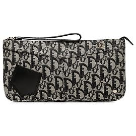 Dior Blue Diorissimo Trotter Canvas Wristlet Clutch Blue Navy blue