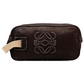 LOEWE Braune Nubuck Anagram Clutch Braun Dunkelbraun