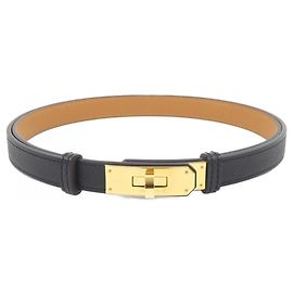 Hermès Kelly 18mm Schwarzer Standardgürtel Schwarz