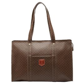 Céline Bolsa de Ombro Celine Macadam em Couro Marrom Marrom