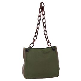 Borsa a Spalla Vintage Prada Tessuto Verde