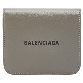 Balenciaga Gray Leather Bi-Fold Wallet Brown