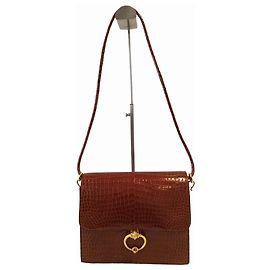 Bolsa Hermès Sequana Rara em Crocodilo Marrom Marrom