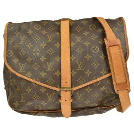 Borsa Saumur Louis Vuitton in Tela Monogram 35 Marrone