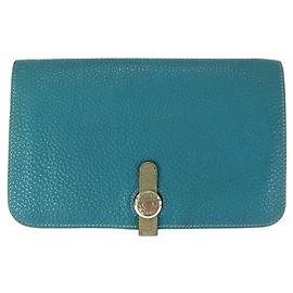 Hermès Hermes Dogon GM Long Wallet in Blue Jean Togo Leather Blue
