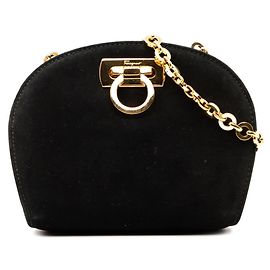 Mini borsa a spalla Gancini Chain di Salvatore Ferragamo Nero