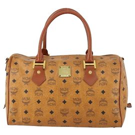 MCM Visetos logogramme Handbag Canvas and Leather Brown