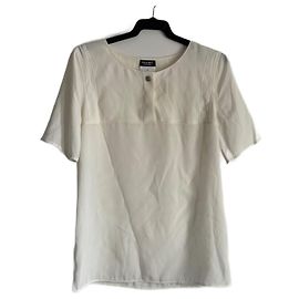 Chanel Bluse beige mit Magnolien Detail Beige