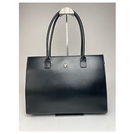 Vintage Courreges Lederhandtasche schwarz Schwarz