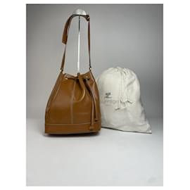 Vintage Courreges Bucket-Ledertasche braun Kamel