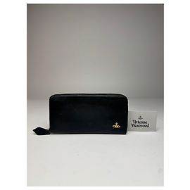 Vintage Vivienne Westwood Leather Zippy Wallet Black Black