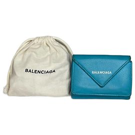 Vintage Balenciaga Leather Card Holder Blue Blue