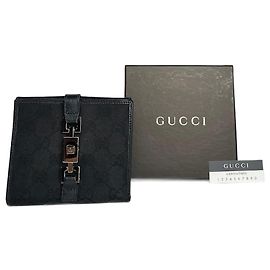 Vintage Gucci Jackie Monogram Wallet Black Black