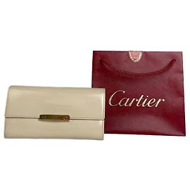Portefeuille en cuir vintage Cartier blanc Blanc
