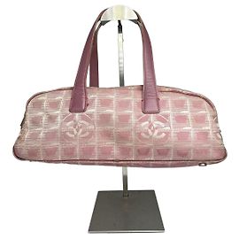 Borsa da bowling vintage Chanel monogramma rosa e bianca Rosa