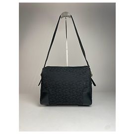 Céline Vintage Celine Macadam Monogram Leather Bag Black Noir