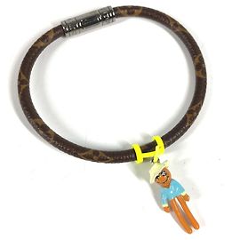Bracelet Bangle Mascotte Hang It en Toile Monogram Louis Vuitton Marron Jaune