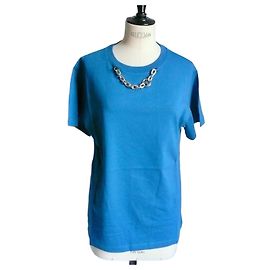 LOUIS VUITTON Camiseta azul con detalle de cadena TXL Azul