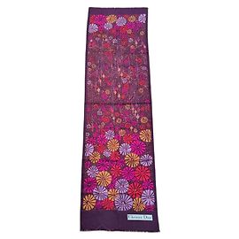 Sciarpa Dior in seta rosa e viola con motivo floreale Rosa Porpora