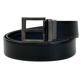 Prada Herren Saffiano Wendegürtel Schwarz Marineblau