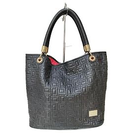 Borsa a secchiello Lancel in pelle nera goffrata Nero
