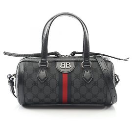 Bolsa de mão em lona e couro Balenciaga x Guccihacker