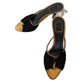 Christian Dior Mules Black Golden